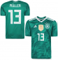 Preview: Adidas Deutschland Trikot 13 Thomas Müller WM 2018 Auswärts Grün DFB 4 Sterne Kinder 164 cm