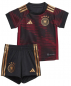 Preview: Adidas Deutschland Trikot WM 2022 auswärts schwarz gold DFB 4 Sterne Minikit Baby Kind 68 cm 3-6m