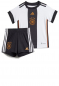 Preview: Adidas Deutschland Trikot WM 2022 heim weiß DFB 4 Sterne Minikit Baby Kind 68 cm 3-6m & 80 cm 9-12m