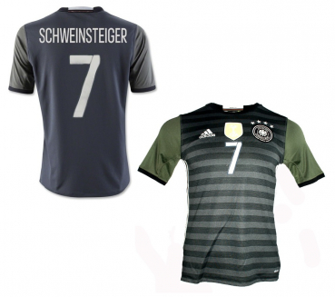 Adidas Deutschland Trikot 7 Bastian Schweinsteiger Euro 2016 DFB Auswärts Grau Herren S
