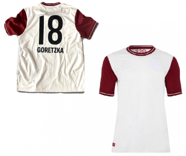 Adidas FC Bayern München Trikot 18 Leon Goretzka 120 Jahre Jubiläum retro vintage weiß schwarz Herren L