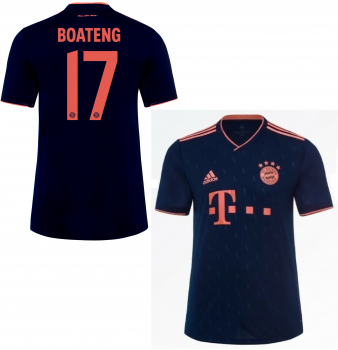 Adidas FC Bayern München Trikot 17 Jerome Boateng 2019/20 CL 3rd auswärts Telekom heim Marine navy Herren M