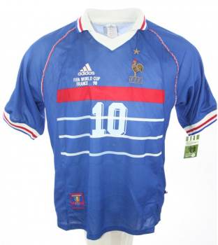 Adidas Frankreich Trikot 10 Zinedine Zidane WM 1998 heim blau Herren M oder XL