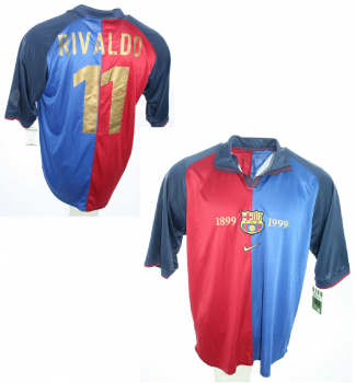 Nike FC Barcelona Trikot 11 Rivaldo 1999/2000 Blau/Rot Home Herren XL