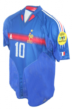 Adidas Frankreich Trikot 10 Zinedine Zidane Euro 2004 Blau Herren S M L XXL