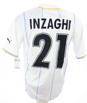 Puma Lazio Rom camiseta 21 Simone Inzaghi 2001/2002 blanco/azul Siemens senor L
