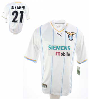 Puma Lazio Rom Trikot 21 Simone Inzaghi 2001/2002 away Siemens Weiß/Blau Herren L