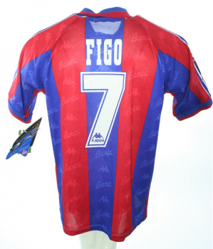 Kappa FC Barcelona Trikot 7 Luis Figo 1996/97 Heim Match Issued Neu Herren M