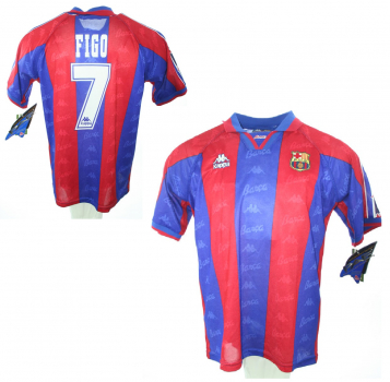 Kappa FC Barcelona Trikot 7 Luis Figo 1996/97 Heim Match Issued Neu Herren M
