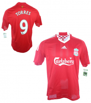 Adidas FC Liverpool Trikot 9 Fernando Torres 2008-10 Carlsberg heim rot Kinder 140 cm
