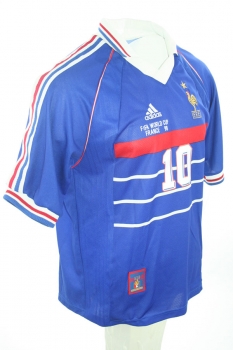 Adidas Frankreich Trikot 10 Zinedine Zidane WM 1998 Blau Heim Herren L