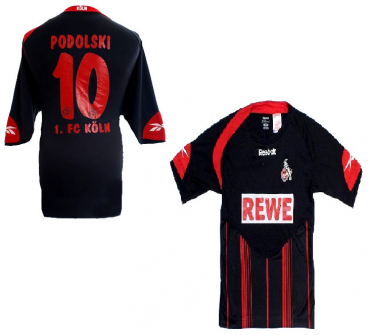 Reebok 1 FC Köln Trikot 10 Lukas Podolski 2009/10 Rewe schwarz Auswärts Herren S-M Kinder 176 cm