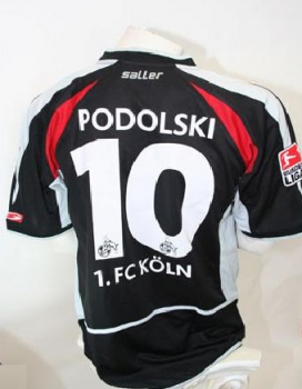Saller 1.FC Köln Trikot 10 Podolski 2004/05 Funny Frisch matchworn schwarz Herren L/XL