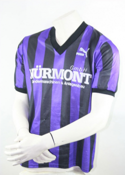 Puma 1.FC Feucht Trikot 1991 Match worn blau schwarz Nürmont GmbH Herren L = 7-8