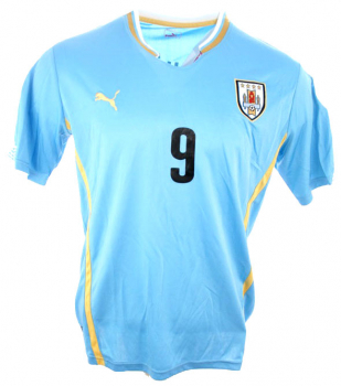 Puma Uruguay camiseta 9 Luis Suarez copa del mundo 2014 home Matchworn senor L