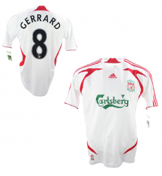Adidas FC Liverpool Trikot 8 Steven Gerrard 2007/08 Weiß Away Herren M