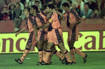 Kappa FC Barcelona Trikot 11 Rivaldo 1997/98 Auswärts Orange Herren XL