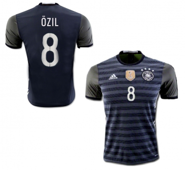 Adidas Deutschland Trikot 8 Mesut Özil Euro 2016 DFB Auswärts Grau Herren M