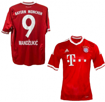 Adidas FC Bayern München Trikot 9 Mario Mandzukic 2013/14 Triple Sieger rot heim Herren M