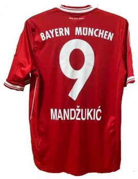 Adidas FC Bayern München Trikot 9 Mario Mandzukic 2013/14 Triple Sieger rot heim Herren M