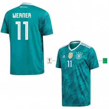 Adidas Deutschland Trikot 11 Timo Werner WM 2018 auswärts grün DFB 4 Sterne Kinder M = 152 cm