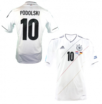 Adidas Deutschland Trikot 10 Lukas Podolski Euro 2012 DFB Weiß Climacool Herren S