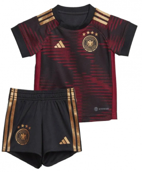 Adidas Deutschland Trikot WM 2022 auswärts schwarz gold DFB 4 Sterne Minikit Baby Kind 68 cm 3-6m
