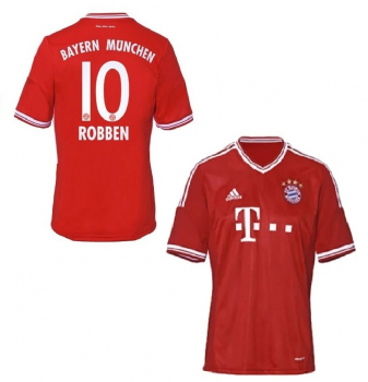 Adidas FC Bayern München Trikot 10 Arjen Robben 2013/14 T-home rot patch Buli Herren L