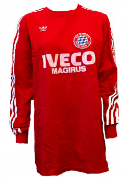 Adidas/Erima FC Bayern München Trikot 1983-84 Magirus Iveco Heim Rot Langarm Herren L