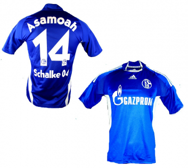 Adidas FC Schalke 04 Trikot 14 Gerald Asamoah 2008/09 Heim Gazprom Blau Heim Herren S