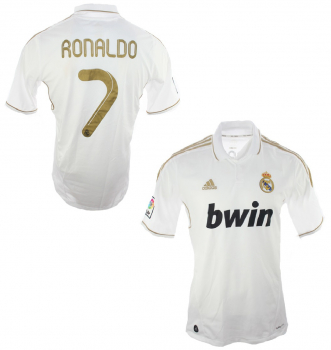 Adidas Real Madrid Trikot 7 Cristiano Ronaldo CR7 2011/12 Weiß Gold Bwin Herren S