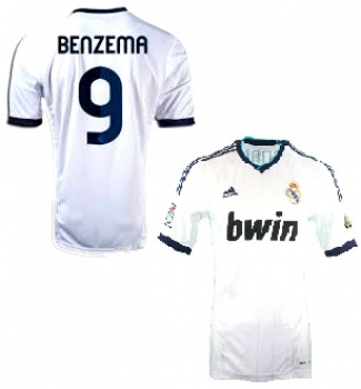 Adidas Real Madrid Trikot 9 Karim Benzema 2012/13 Weiß Blau Navy Bwin Herren L