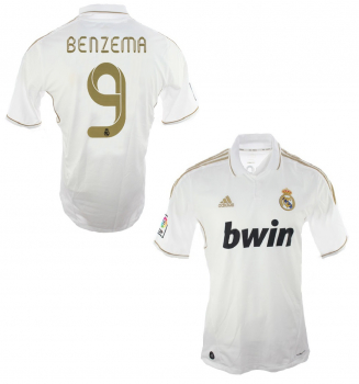Adidas Real Madrid Trikot 9 Karim Benzema 2011/12 Weiß Gold Bwin Herren XL