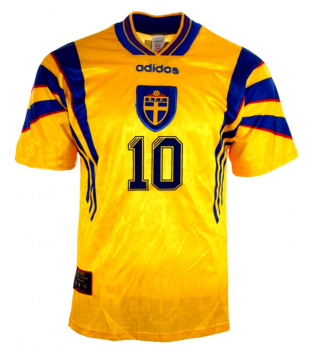 Adidas Schweden Trikot 10 Martin Dahlin 1996 -1998 Gelb Heim Herren M oder XL