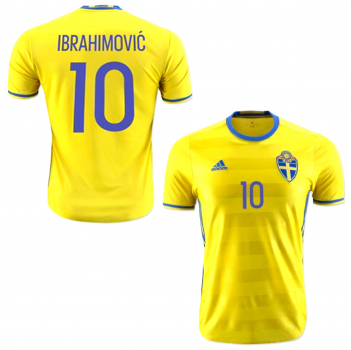 Adidas Schweden Trikot 10 Zlatan Ibrahimovic 2016-2018 Gelb mit Match Detail Patch Herren XL