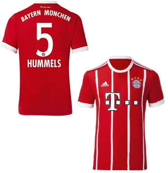 Adidas FC Bayern München Trikot 5 Mats Hummels 2017/18 Heim Telekom T-com rot Herren XL