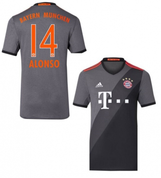 Adidas FC Bayern München Trikot 14 Xabi Alonso 2016/17 Auswärts grau 3rd Herren XL