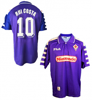 Fila A.C. Florenz Trikot 10 Rui Costa 1998/99 Nintendo Blau Neu Herren S/M/L/XL