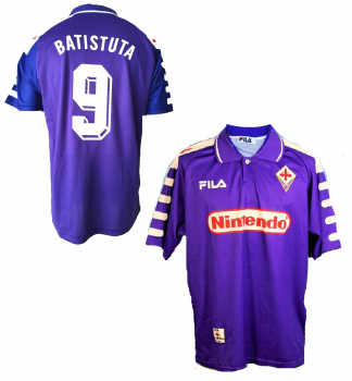 Fila A.C. Florenz Trikot 9 Gabriel Batistuta 1998/99 Batigol Nintendo Blau Neu Herren S/M/L/XL