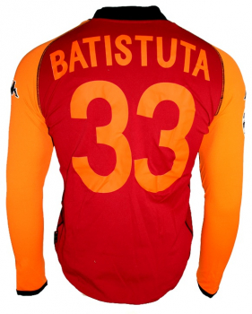 Kappa AS Rom Trikot 33 Gabriel Batistuta 2002/03 batigol CL Matchworn Langarm Rot Herren L