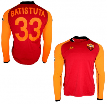 Kappa AS Rom Trikot 33 Gabriel Batistuta 2002/03 batigol CL Matchworn Langarm Rot Herren L