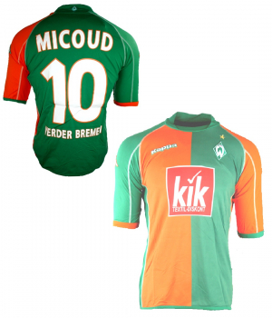 Kappa SV Werder Bremen Trikot 10 Johan Micoud 2004/05 Papagei Kik Grün/Orange Herren XL (B-Ware)