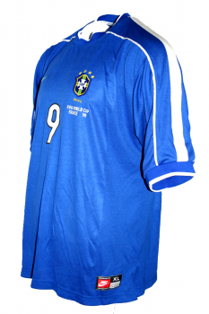 Nike Brasilien Trikot 9 Ronaldo el fenomene WM 1998 98 Away Blau Herren S/M/L/XL/XXL/2XL
