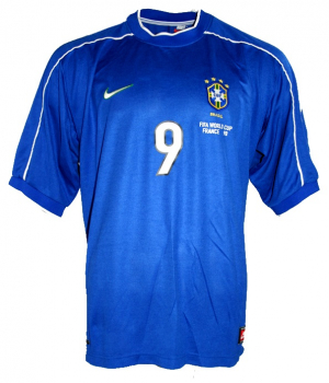 Nike Brasilien Trikot 9 Ronaldo el fenomene WM 1998 98 Away Blau Herren S/M/L/XL/XXL/2XL