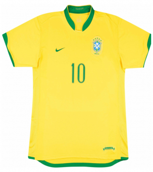 Nike Brasilien Trikot 10 Ronaldinho WM 2006 Heim Gelb Herren XL