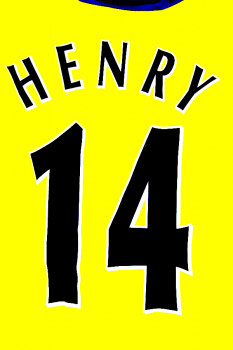 Nike FC Arsenal Trikot 14 Thierry Henry 2003/04 O2 Gelb unbeaten CL Herren 2XL/XXL