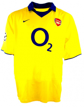 Nike FC Arsenal Trikot 14 Thierry Henry 2003/04 O2 Gelb unbeaten CL Herren 2XL/XXL