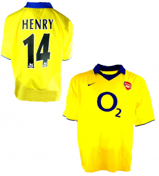 Nike FC Arsenal Trikot 14 Thierry Henry 2003/04 O2 Gelb unbeaten Herren XL