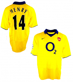 Nike FC Arsenal Trikot 14 Thierry Henry 2003/04 O2 Gelb unbeaten CL Herren 2XL/XXL