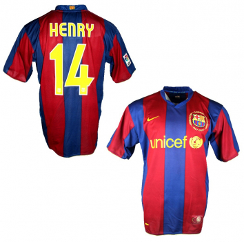 Nike FC Barcelona Trikot 14 Thierry Henry 2007/08 Unicef Blau Herren XL